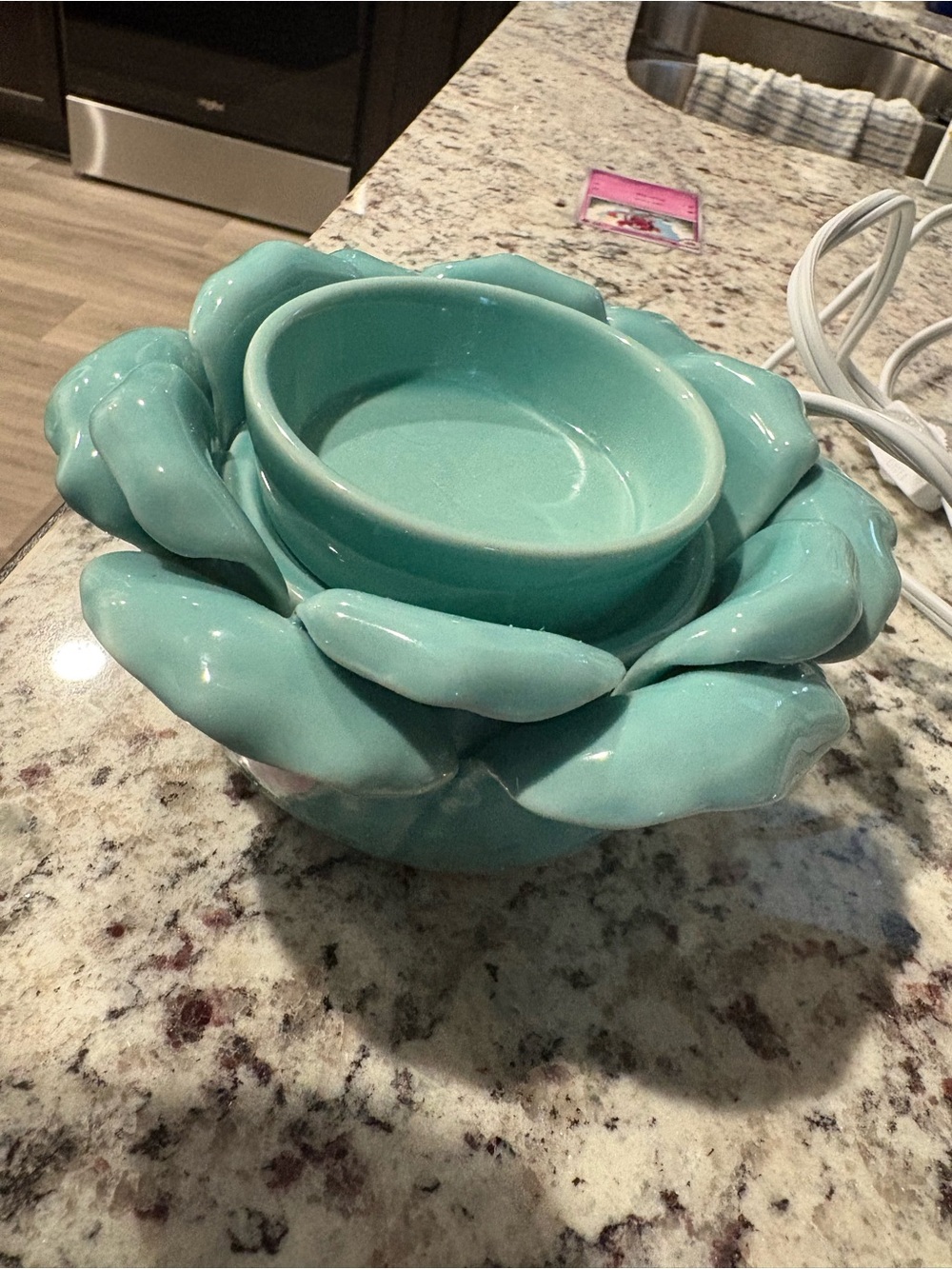 Scentsy Turquoise Ceramic Succulent Wax Warmer